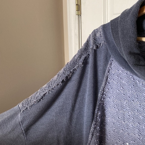 Belle France Cowl Neck Textured Lavender Lagenlook Pullover Tunic Top - Large - Picture 4 of 9